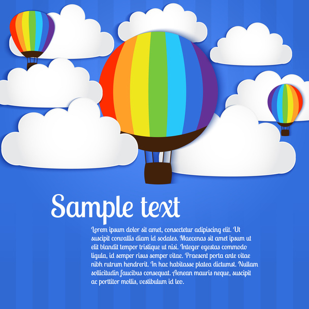 Vector illustration with hot air balloons in the sky - Vector, Image