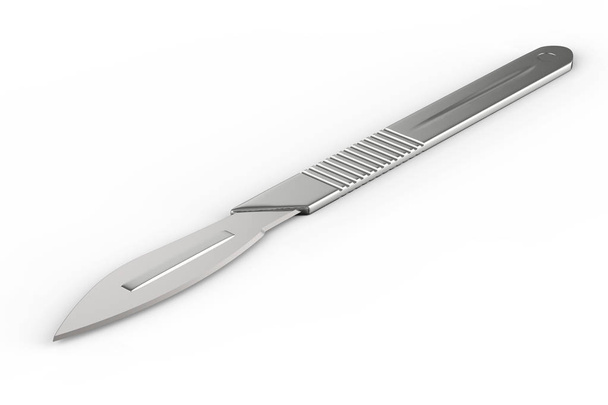 3D rendering νυστέρι ή χειρουργική επέμβαση μαχαίρι σε λευκό φόντο - Φωτογραφία, εικόνα