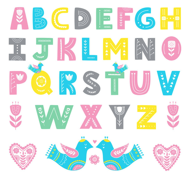 Alfabeto em estilo escandinavo para crianças
. - Vetor, Imagem
