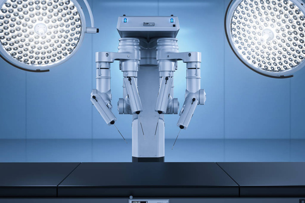 3d рендеринг операционный зал с роботизированной хирургической машиной
  - Фото, изображение