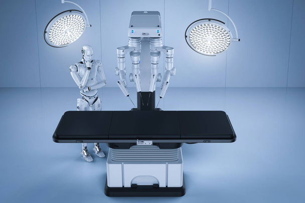 3D rendering robot műtét gép kiborg és üres - Fotó, kép