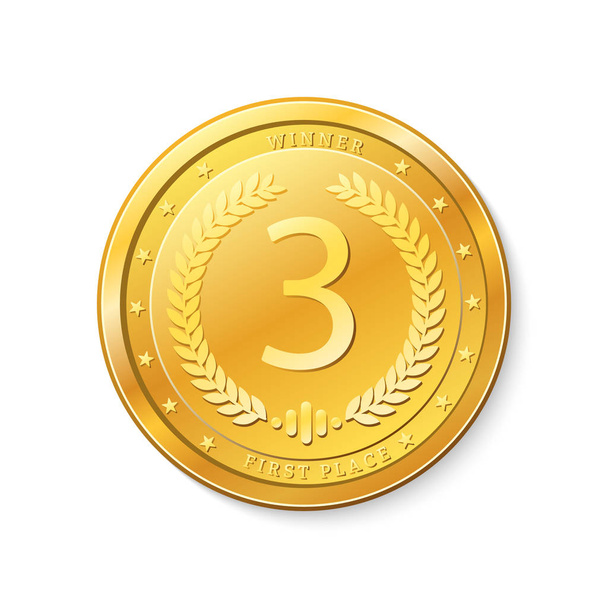 Winners badge, third place.Medal. - Vector, Image
