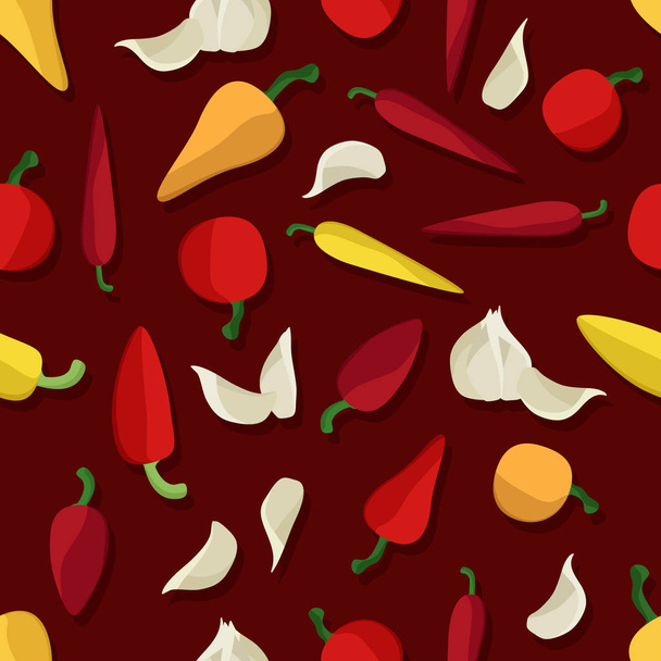 Garlic and hot peppers - vector illustration - Vector, Image