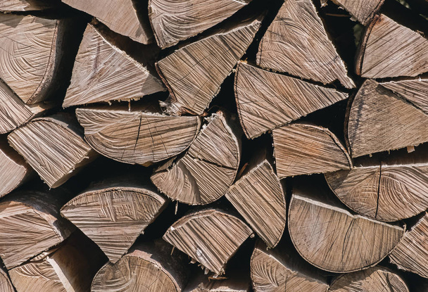Firewoods in the pile close-up. - Φωτογραφία, εικόνα