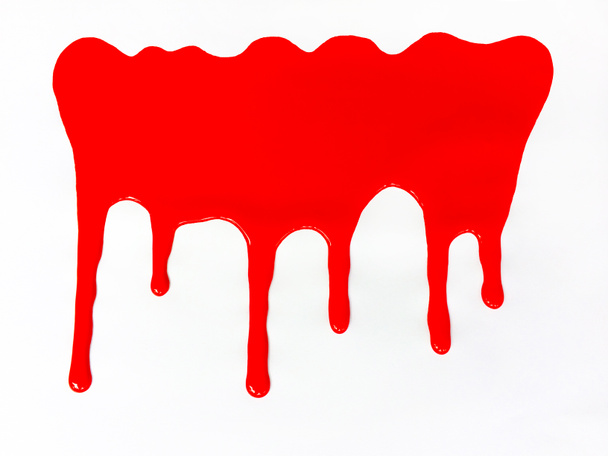 Red color dripping, Color Dropping Background. White background - Photo, Image