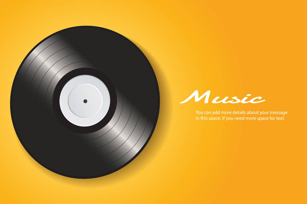 vinyl record with yellow cover mockup  background vector - Вектор,изображение