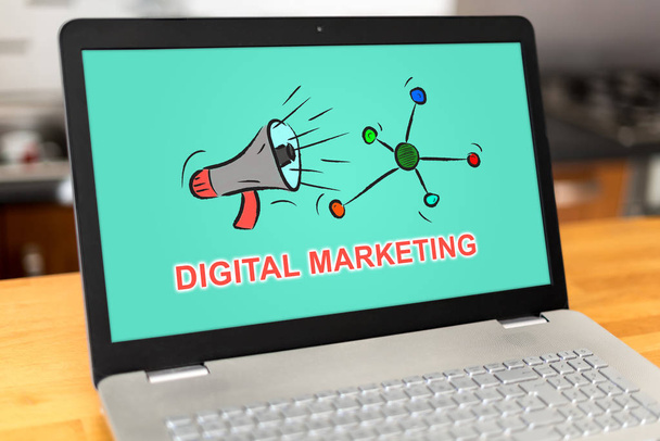 Laptop screen with digital marketing concept - Photo, Image