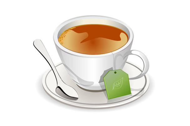 cup of tea on the saucer - Wektor, obraz