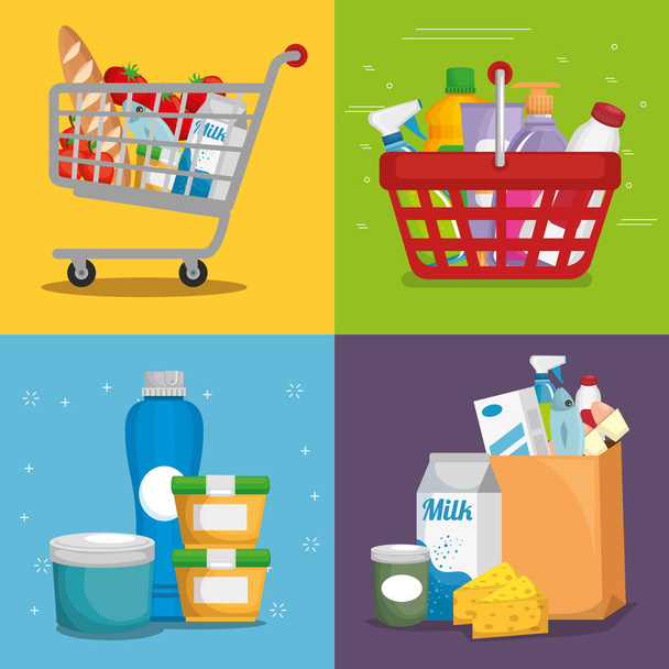 produtos conjunto de supermercado com oferta especial
 - Vetor, Imagem