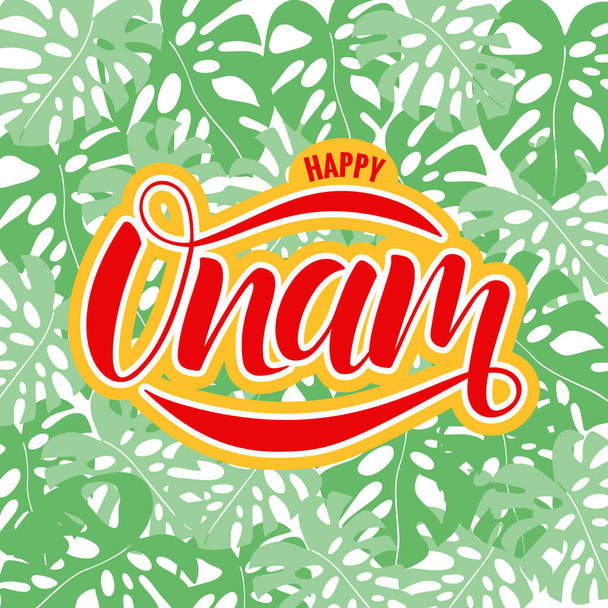Happy Onam festival typography lettering - Vector, Image
