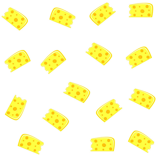 Maravilloso diseño de sabrosos trozos de queso amarillo sobre un fondo blanco
 - Vector, Imagen