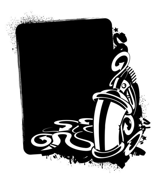 Graffiti imagen de lata con flechas. Banner vertical. Esbozo monocromático. Ilustración vectorial
 - Vector, Imagen
