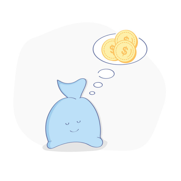Dreams about money icon illustration. Waiting for profit, money growth, future income growth, revenue increase, money return, banking interest. Flat line isolated vector for web and mobile design. - Vector, Image