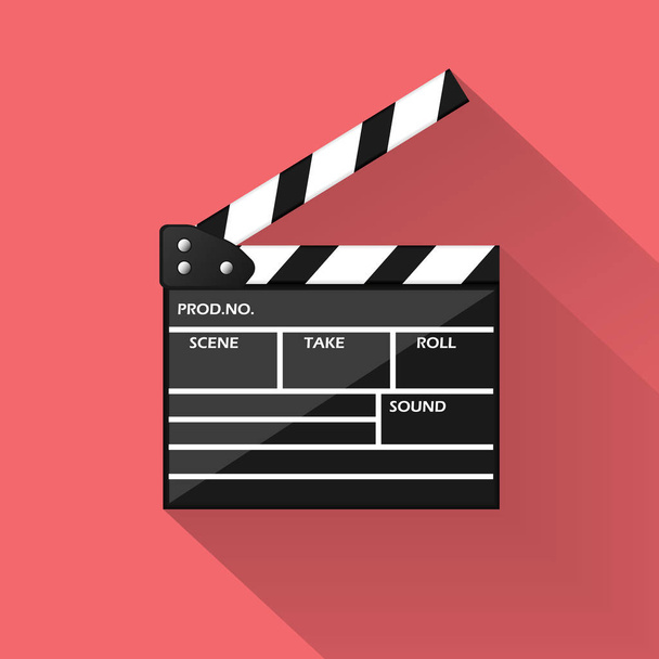 Cinéma réaliste clapperboard icône sur fond rouge, illustration vectorielle
 - Vecteur, image