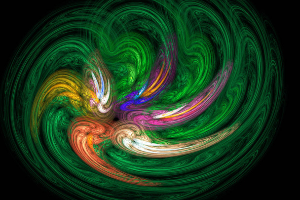Imagen fractal de líneas coloridas que forman un movimiento de vórtice
. - Foto, imagen