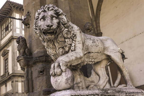 Closeup detail of Medici lions from Florence, Italy - Foto, Imagem