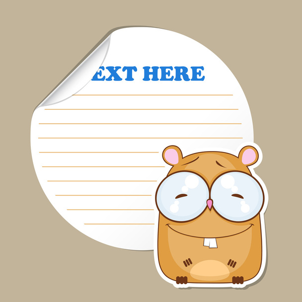 Message sticker with funny cartoon hamster. Vector. - Vector, Image