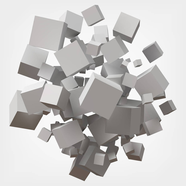 white cubes. 3d style vector illustration. suitable for any banner, ad, technology and abstract themes. - Vector, Image