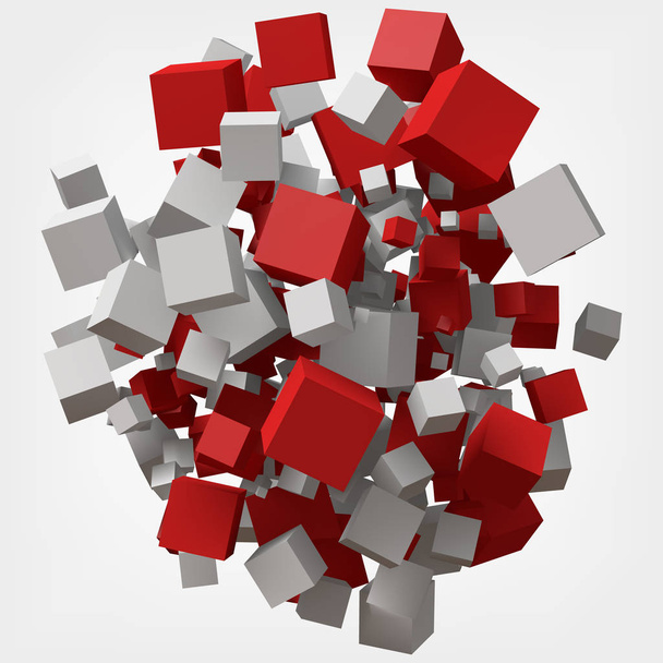 cubos blancos y rojos. 3d estilo vector ilustración
. - Vector, Imagen