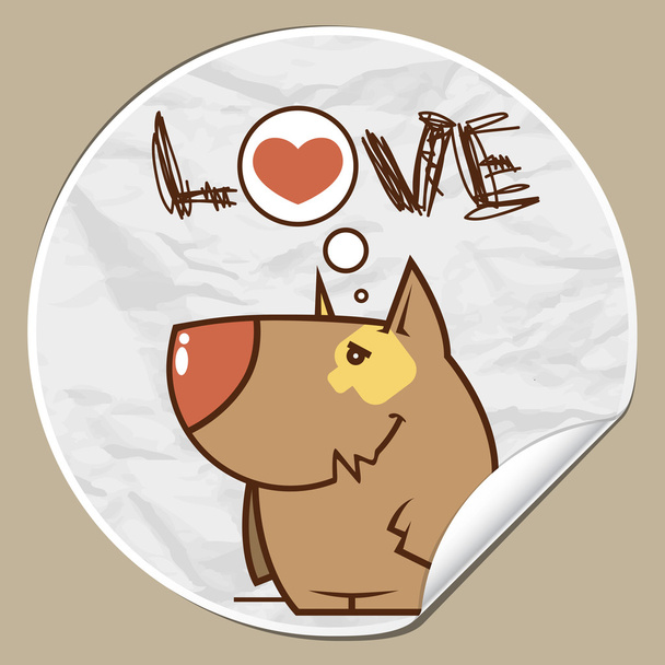 Sticker with funny cartoon dog. Vector. - Vektor, obrázek