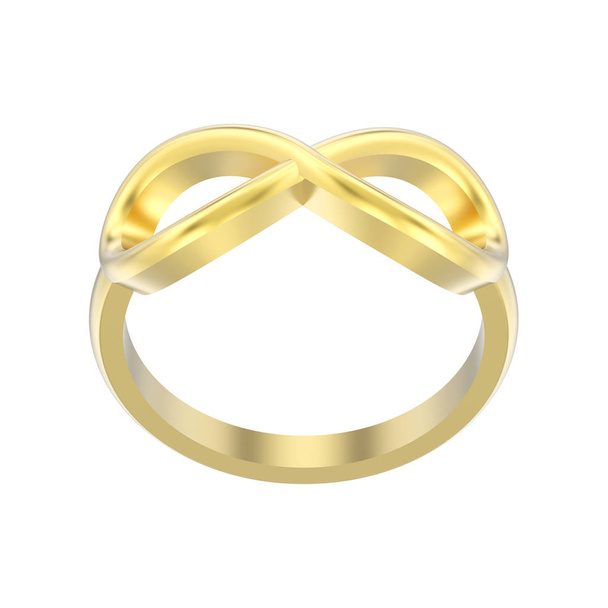 3D-s illusztráció elszigetelt fehér alapon arany egyszerű infinity gyűrű - Fotó, kép