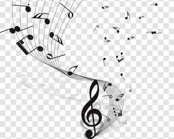 Diseños musicales con elementos del pentagrama musical, trébol Clef y notas en blanco y negro. Ilustración vectorial
. - Vector, Imagen