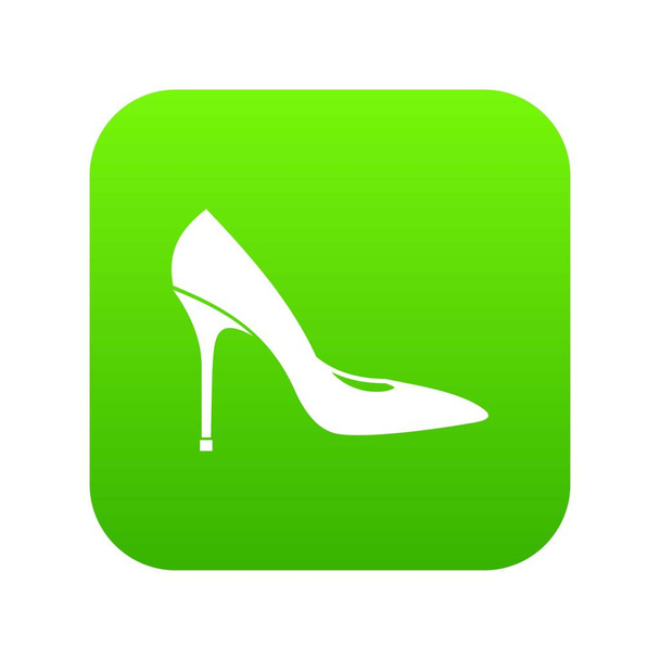 Women shoe with high heels icon digital green - Vetor, Imagem