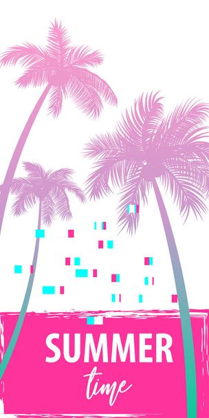 Summer time palm tree banner poster - Vektor, obrázek