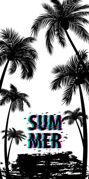 Summer time palm tree banner poster - Vector, Image