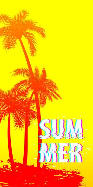 夏の時間パーム ツリー バナー ポスター - ベクター画像