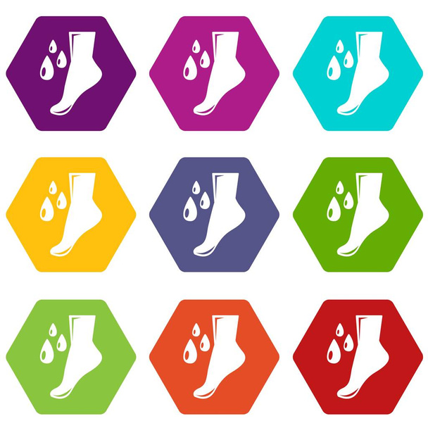 Foot care icons set 9 vector - Διάνυσμα, εικόνα