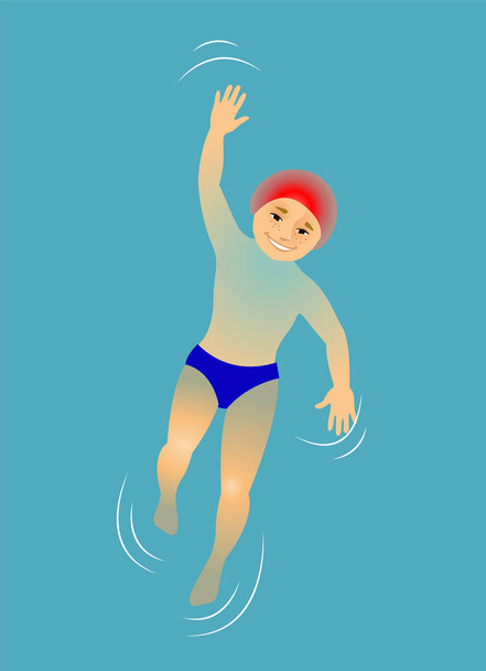 Хлопчик плаває на спині у воді басейну. Векторні ілюстрації
 - Вектор, зображення