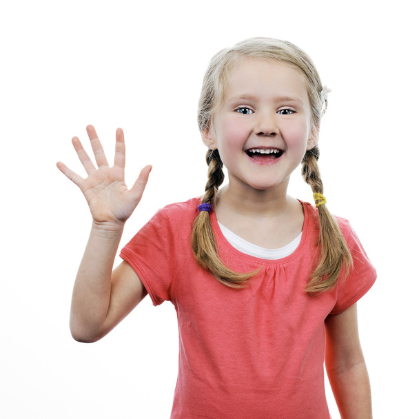 little girl showing her hand up - Foto, imagen