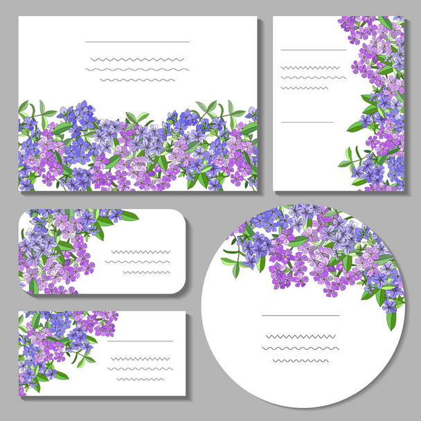 Set with floral templates. Round, square, rectangular, different shapes. - Vector, Image
