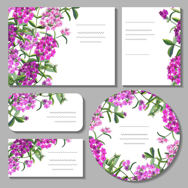 Set with floral templates. Round, square, rectangular, different shapes. - Вектор,изображение