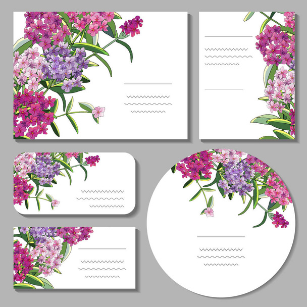 Set with floral templates. Round, square, rectangular, different shapes. - Вектор,изображение