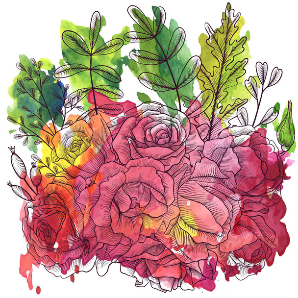vintage vector floral composition - Vecteur, image