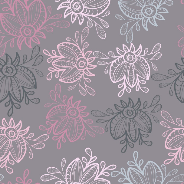 Hand drawn seamless floral pattern - Foto, Imagem