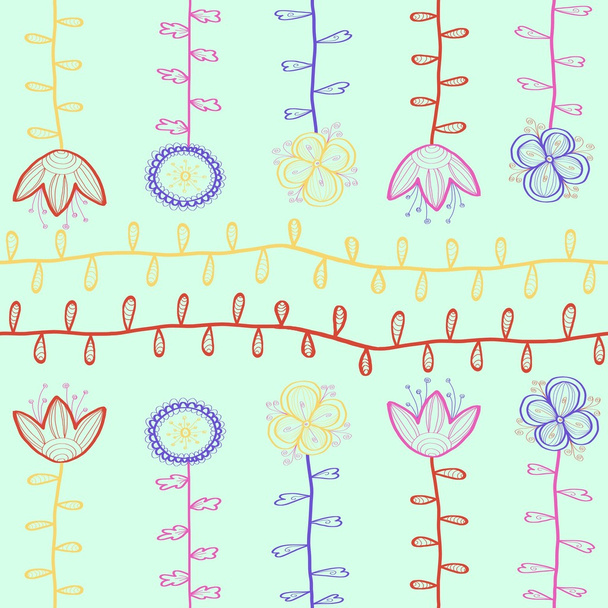 Hand drawn seamless floral pattern - Vector, afbeelding
