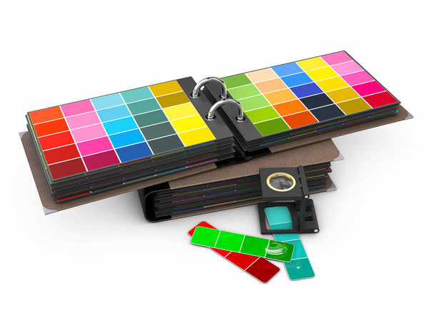 Guía de paleta de colores sobre fondo blanco, Ilustración 3d
. - Foto, Imagen