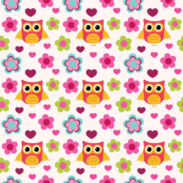 Seamless colorful owl pattern for kids in vector - Vector, Image