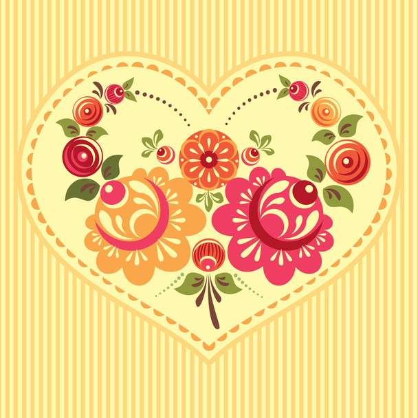 Floral card with heart - Vektori, kuva