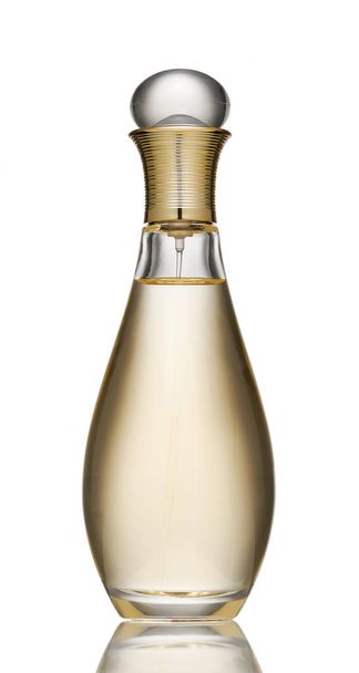 Elegant jar of female perfume on a white background. Perfume bottle isolated on white background. Perfume botle of new fragrance cologne for women - 写真・画像