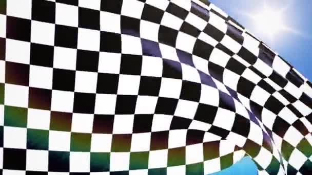 Yakın çekim damalı yarış bayrak sallayarak - Video, Çekim