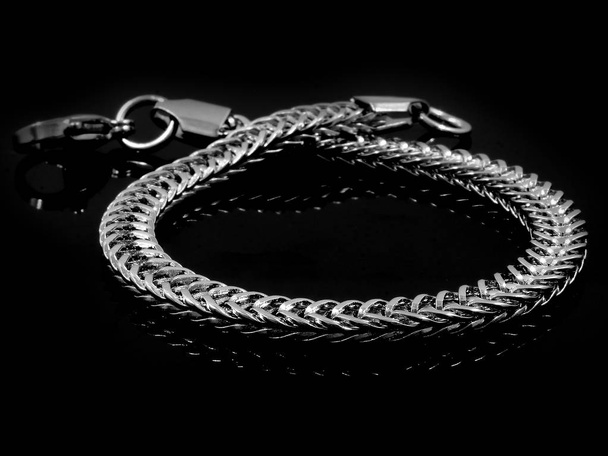 Silver Bracelet - Jewelry - Stainless Steel - One color background - Φωτογραφία, εικόνα