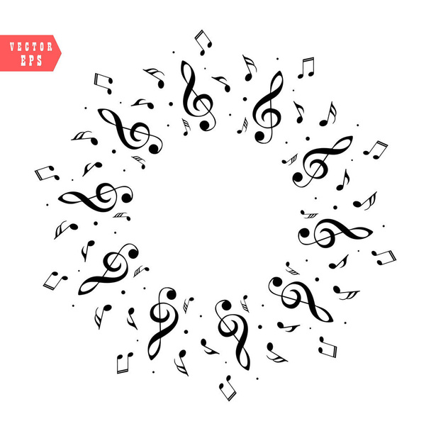 Partitura musical. Decoración de notas musicales en forma de círculo eps10
 - Vector, Imagen