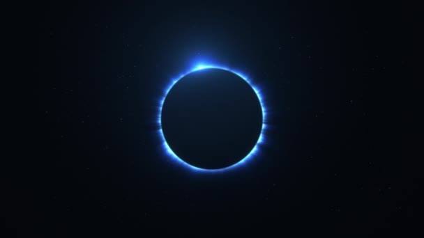 Eclipse solar azul con rayos de luz sobre lazo de cielo estrellado
 - Imágenes, Vídeo