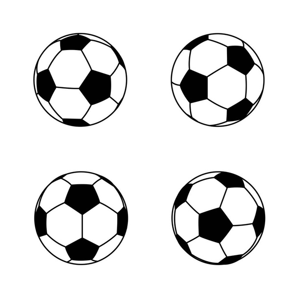 Collectie van eenvoudige zwart-wit voetbal geïsoleerd op een witte achtergrond vectorillustratie - Vector, afbeelding