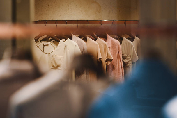 Clothing on racks in a store in Venice - Zdjęcie, obraz