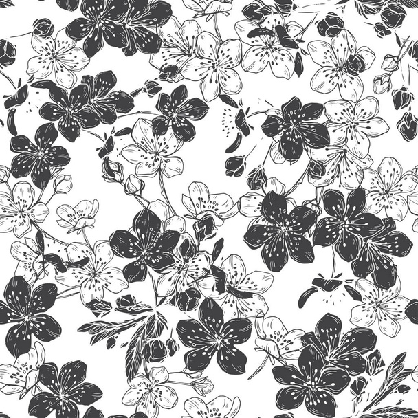 black and white abstract floral background - Вектор, зображення